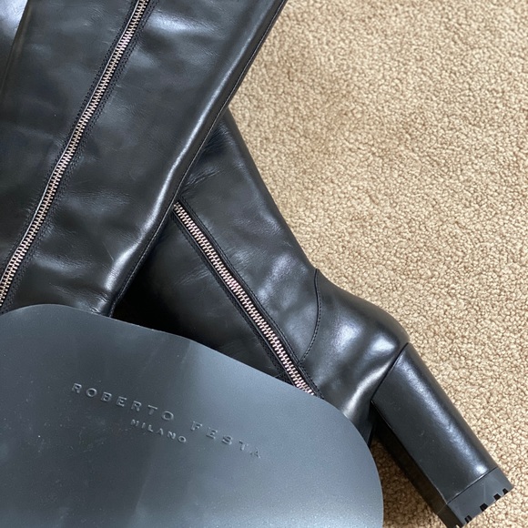 Roberto Festa High Black Leather Boots size 9 - Picture 6 of 8